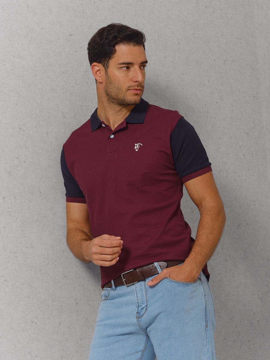 Polos | La Garrocha Polo Bicolor | Burgundy